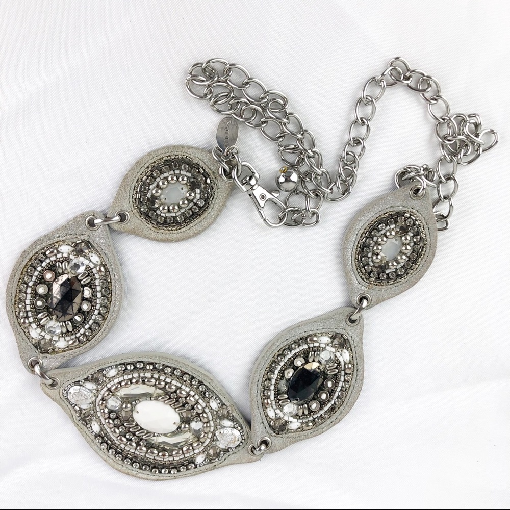 A58 Chico’s white suede embellished belt